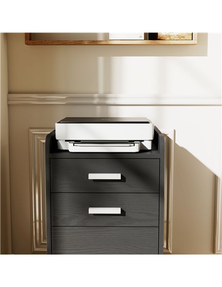HOMCOM 3 Drawer Filing Cabinet, Rolling File Cabinet with Edged Top for Letter, A4 Size, Hanging File Folders, Black - pic 197772 | FastDaddyshop