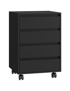 HOMCOM Four-Drawer Office Filing Cabinet, with Wheels - Black