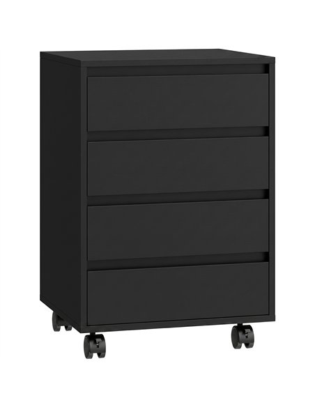 HOMCOM Four-Drawer Office Filing Cabinet, with Wheels - Black - pic 197773 | FastDaddyshop