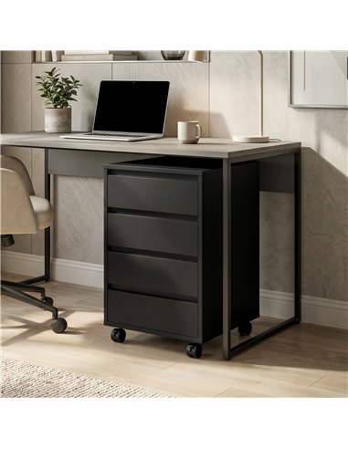 HOMCOM Four-Drawer Office Filing Cabinet, with Wheels - Black