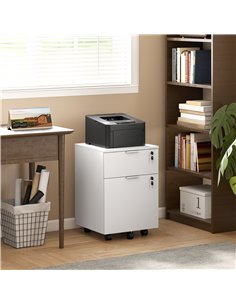HOMCOM Two-Drawer Lockable Filing Cabinet - White 2