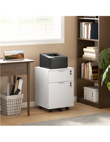 HOMCOM Two-Drawer Lockable Filing Cabinet - White