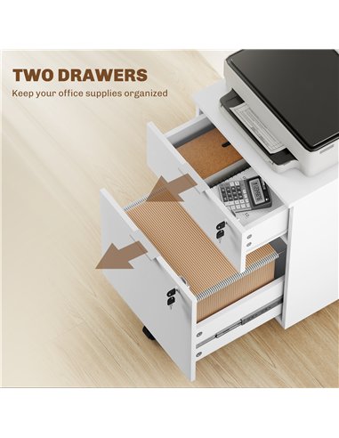 HOMCOM Two-Drawer Lockable Filing Cabinet - White
