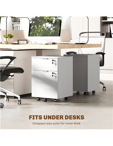 HOMCOM Two-Drawer Lockable Filing Cabinet - White
