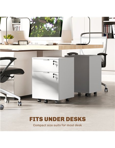 HOMCOM Two-Drawer Lockable Filing Cabinet - White - pic 197789 | FastDaddyshop