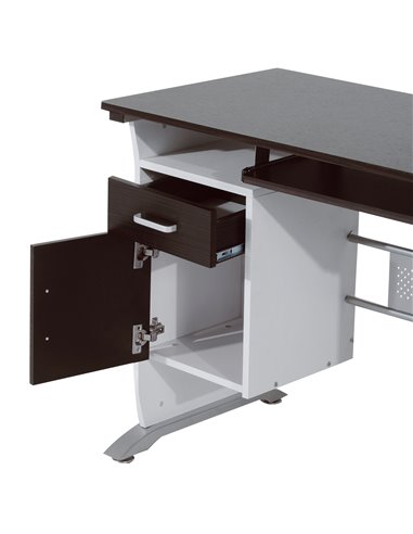 HOMCOM Computer PC Desk with Sliding Keyboard Tray, Storage Drawers, Host Box Shelf, Black walnut