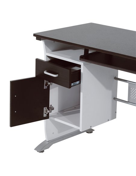 HOMCOM Computer PC Desk with Sliding Keyboard Tray, Storage Drawers, Host Box Shelf, Black walnut - pic 19779 | FastDaddyshop