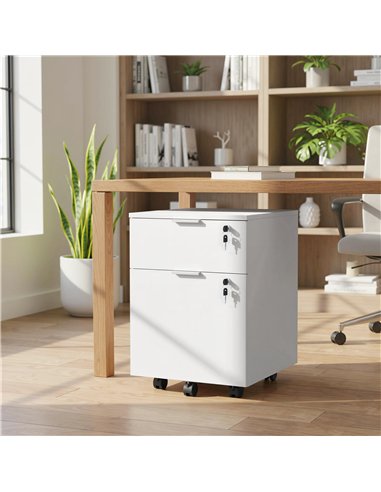HOMCOM Two-Drawer Lockable Filing Cabinet - White