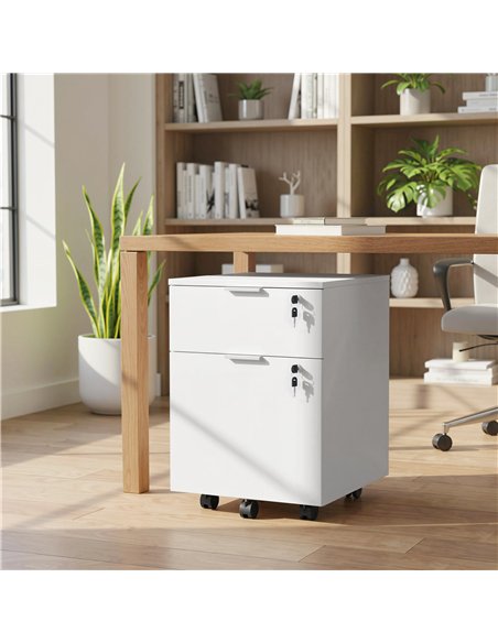 HOMCOM Two-Drawer Lockable Filing Cabinet - White - pic 197790 | FastDaddyshop