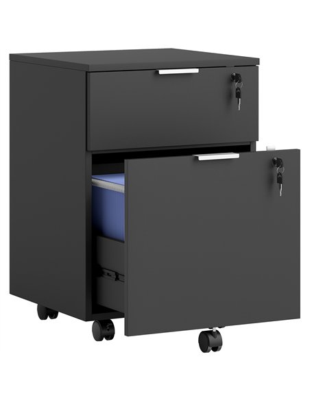 HOMCOM Two-Drawer Lockable Filing Cabinet - Black - pic 197791 | FastDaddyshop