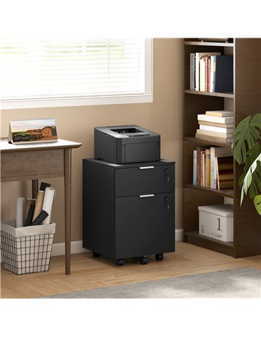 HOMCOM Two-Drawer Lockable Filing Cabinet - Black