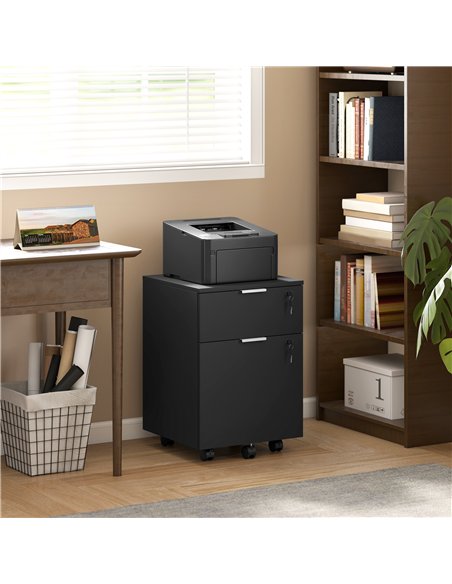 HOMCOM Two-Drawer Lockable Filing Cabinet - Black - pic 197792 | FastDaddyshop