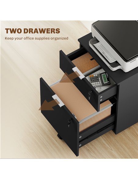 HOMCOM Two-Drawer Lockable Filing Cabinet - Black - pic 197794 | FastDaddyshop