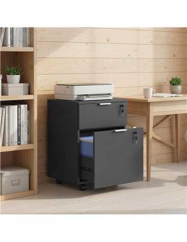 HOMCOM Two-Drawer Lockable Filing Cabinet - Black