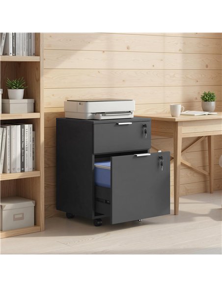 HOMCOM Two-Drawer Lockable Filing Cabinet - Black - pic 197799 | FastDaddyshop