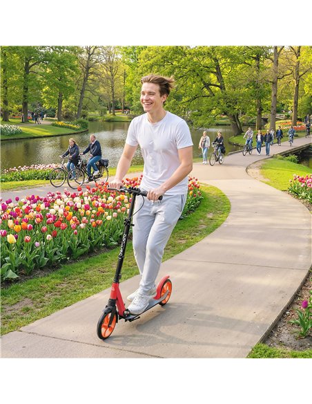 HOMCOM One-click Folding Kick Scooter for 14+ w/ Adjustable Handlebar, Push Scooter with Kickstand, Dual Brake System, Red - pic 197819 | FastDaddyshop