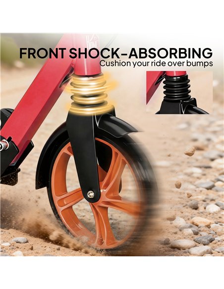 HOMCOM One-click Folding Kick Scooter for 14+ w/ Adjustable Handlebar, Push Scooter with Kickstand, Dual Brake System, Red - pic 197824 | FastDaddyshop