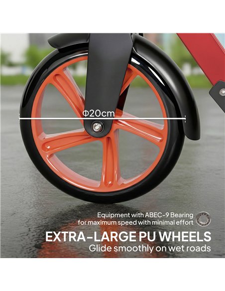 HOMCOM One-click Folding Kick Scooter for 14+ w/ Adjustable Handlebar, Push Scooter with Kickstand, Dual Brake System, Red - pic 197825 | FastDaddyshop