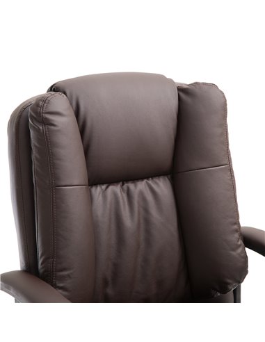 HOMCOM Swivel Faux Leather Office Chair with Double-Tier Padding, Arm, Wheels, Brown
