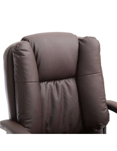HOMCOM Swivel Faux Leather Office Chair with Double-Tier Padding, Arm, Wheels, Brown - pic 19787 | FastDaddyshop