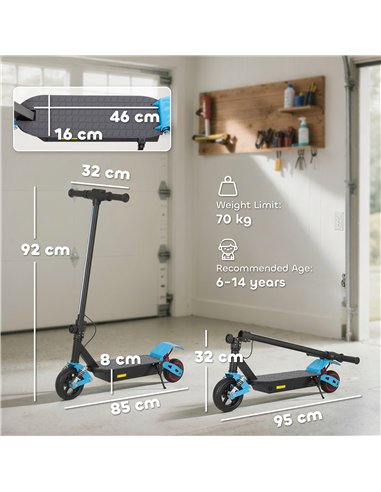 AIYAPLAY Foldable Kids Electric Scooter with LCD Display, Dual Shock Absorption, Up to 15 KM/H, Max Range 6 KM for Age 6-14, Blu