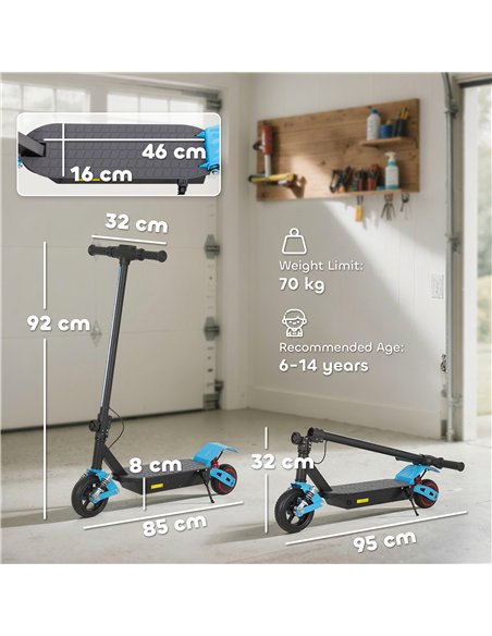 AIYAPLAY Foldable Kids Electric Scooter with LCD Display, Dual Shock Absorption, Up to 15 KM/H, Max Range 6 KM for Age 6-14, Blu - pic 197874 | FastDaddyshop