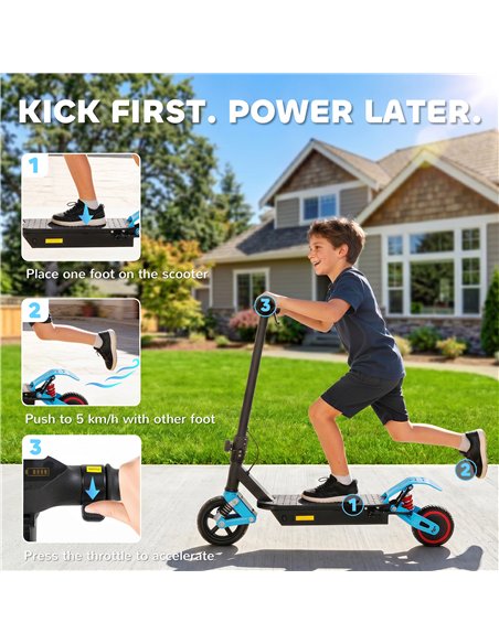 AIYAPLAY Foldable Kids Electric Scooter with LCD Display, Dual Shock Absorption, Up to 15 KM/H, Max Range 6 KM for Age 6-14, Blu - pic 197875 | FastDaddyshop