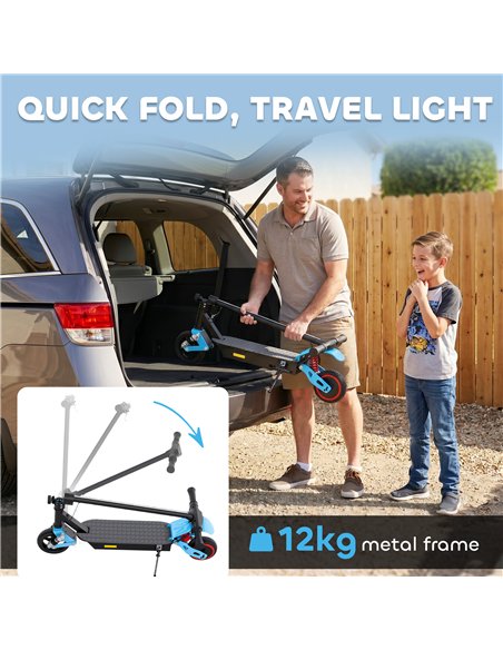 AIYAPLAY Foldable Kids Electric Scooter with LCD Display, Dual Shock Absorption, Up to 15 KM/H, Max Range 6 KM for Age 6-14, Blu - pic 197877 | FastDaddyshop