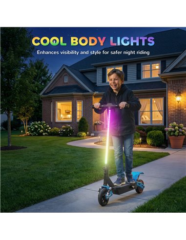 AIYAPLAY Foldable Kids Electric Scooter with LCD Display, Dual Shock Absorption, Up to 15 KM/H, Max Range 6 KM for Age 6-14, Blu