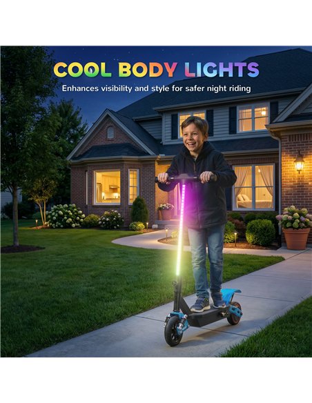 AIYAPLAY Foldable Kids Electric Scooter with LCD Display, Dual Shock Absorption, Up to 15 KM/H, Max Range 6 KM for Age 6-14, Blu - pic 197878 | FastDaddyshop