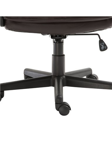 HOMCOM Swivel Faux Leather Office Chair with Double-Tier Padding, Arm, Wheels, Brown