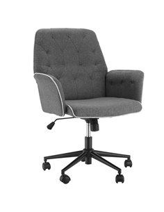 HOMCOM Linen Office Swivel Mid Back Computer Desk Chair with Adjustable Seat, Arm, Grey