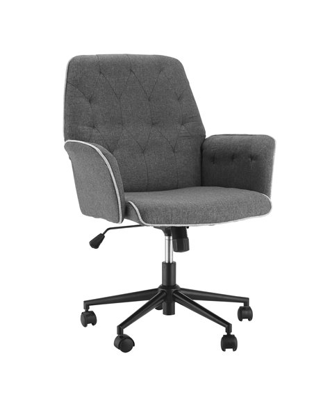 HOMCOM Linen Office Swivel Mid Back Computer Desk Chair with Adjustable Seat, Arm, Grey - pic 19789 | FastDaddyshop