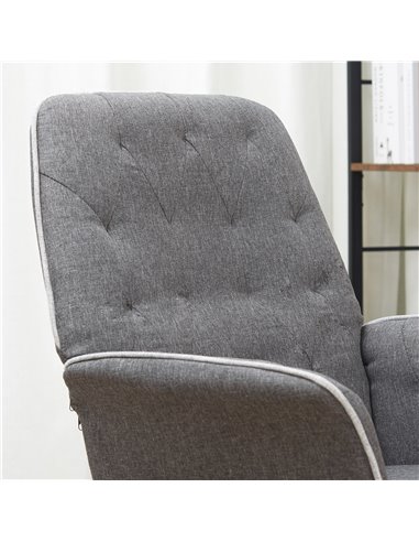 HOMCOM Linen Office Swivel Chair Mid Back Computer Desk Chair with Adjustable Seat, Arm - Grey