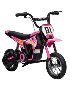 AIYAPLAY Kids Electric Motorbike, 24V Ride On Motorcycle with 3 Speeds and Rear Suspension, Dirt Bike for 8-12 Years Old, Pink