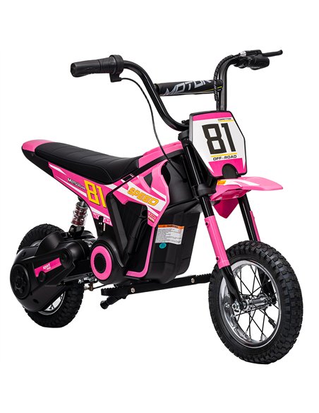 AIYAPLAY Kids Electric Motorbike, 24V Ride On Motorcycle with 3 Speeds and Rear Suspension, Dirt Bike for 8-12 Years Old, Pink - pic 197971 | FastDaddyshop