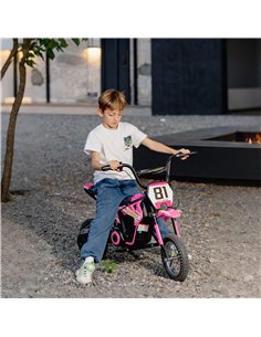 AIYAPLAY Kids Electric Motorbike, 24V Ride On Motorcycle with 3 Speeds and Rear Suspension, Dirt Bike for 8-12 Years Old, Pink 2