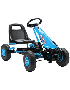 AIYAPLAY Kids Pedal Go Kart with Adjustable Seat, EVA Tyres, Manual Clutch, Brake, Go Kart for Kids 3-8 Years, Blue