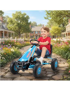 AIYAPLAY Kids Pedal Go Kart with Adjustable Seat, EVA Tyres, Manual Clutch, Brake, Go Kart for Kids 3-8 Years, Blue 2