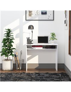 HOMCOM Computer Writing Desk with Storage Compartment, 90W x 50 Dcm, White 2
