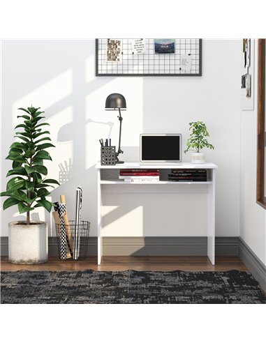 HOMCOM Computer Writing Desk with Storage Compartment, 90W x 50 Dcm, White