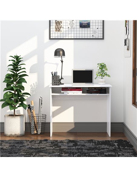 HOMCOM Computer Writing Desk with Storage Compartment, 90W x 50 Dcm, White - pic 19799 | FastDaddyshop