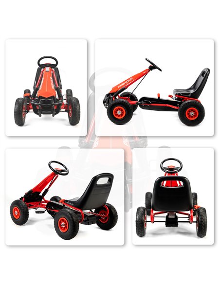 AIYAPLAY Kids Pedal Go Kart with Adjustable Seat, EVA Tyres, Manual Clutch, Brake, Go Kart for Kids 3-8 Years, Red - pic 197997 | FastDaddyshop