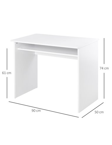 HOMCOM Computer Writing Desk with Storage Compartment, 90W x 50 Dcm, White