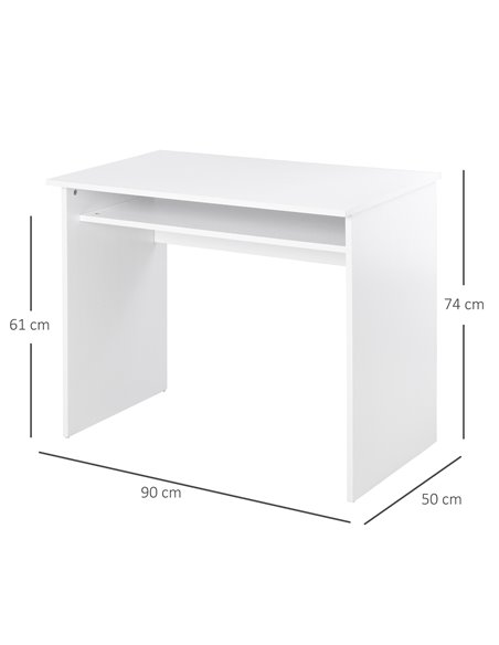 HOMCOM Computer Writing Desk with Storage Compartment, 90W x 50 Dcm, White - pic 19800 | FastDaddyshop