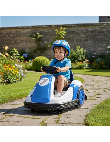 AIYAPLAY Kids Bumper Car with 360-Degree Rotation, 6V Electric Ride On Car with Music and Horn for 3-8 Years Old, Blue