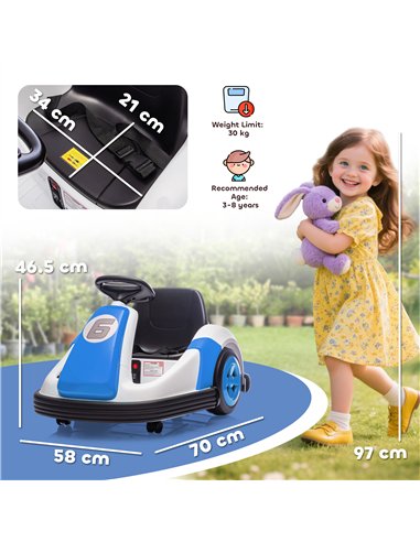 AIYAPLAY Kids Bumper Car with 360-Degree Rotation, 6V Electric Ride On Car with Music and Horn for 3-8 Years Old, Blue