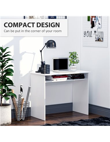 HOMCOM Computer Writing Desk with Storage Compartment, 90W x 50 Dcm, White