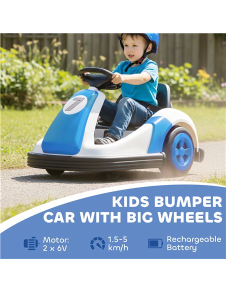 AIYAPLAY Kids Bumper Car with 360-Degree Rotation, 6V Electric Ride On Car with Music and Horn for 3-8 Years Old, Blue - pic 198010 | FastDaddyshop