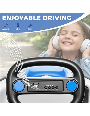 AIYAPLAY Kids Bumper Car with 360-Degree Rotation, 6V Electric Ride On Car with Music and Horn for 3-8 Years Old, Blue